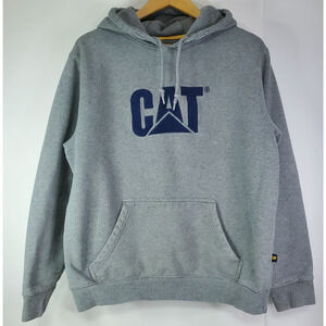 Caterpillar CAT Men’s Size L Hoodie GrayEmbroidered Pullover Hooded Sweatshirt